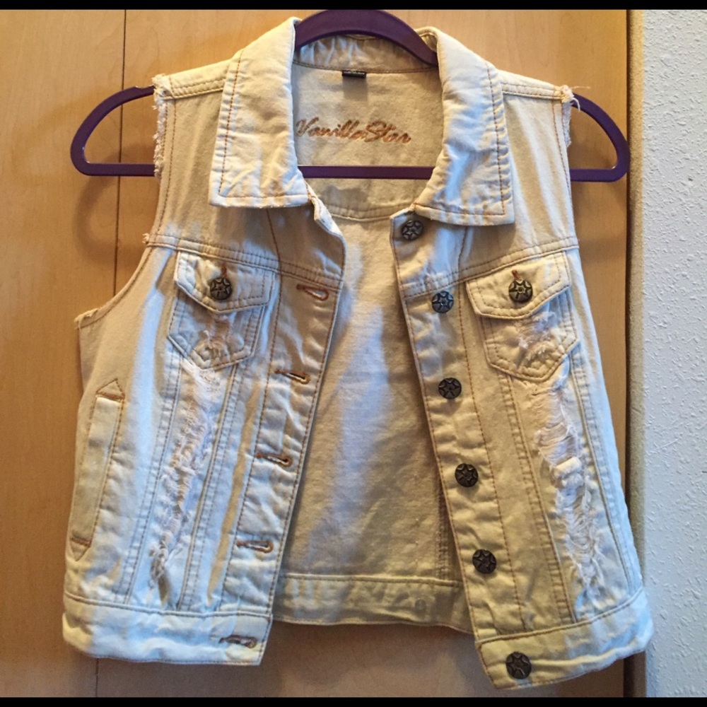 Light wash denim vest